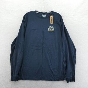Ouray Shirt Mens Large Stowe Vermont Navy Blue Long Sleeve Cotton Graphic Tee